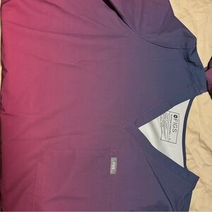 Pink and purple ombré scrubs top and bottom combo. Figs brand.